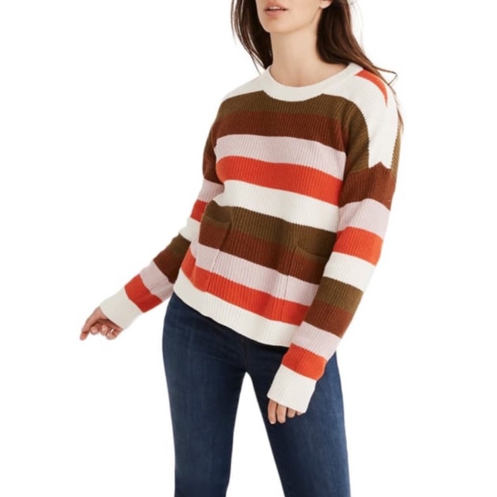 Madewell Patch Pocket Pullover Stripe Sweater - image 1